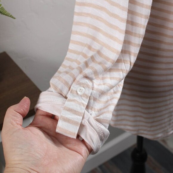 89th & Madison Striped Henley Tunic Top NWT XL - Ivory/Tan - Picture 4 of 6